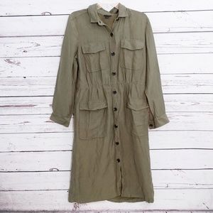 Ann Taylor cargo linen button down dress DB4
